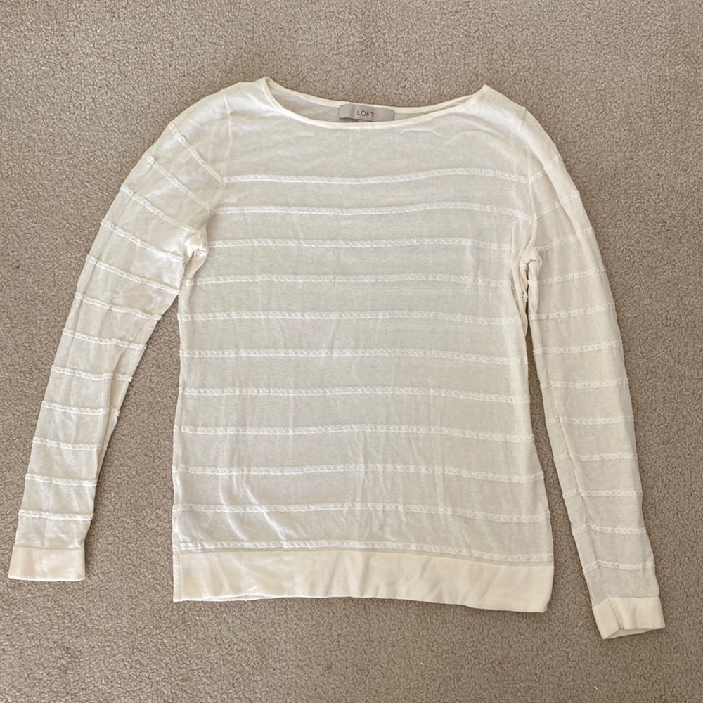 Nautical Striped cream sweater from Ann Taylor Loft Size Medium